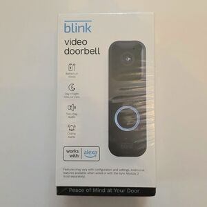 Blink Video Doorbell Black 2022 HD Live View Works With Alexa Sealed